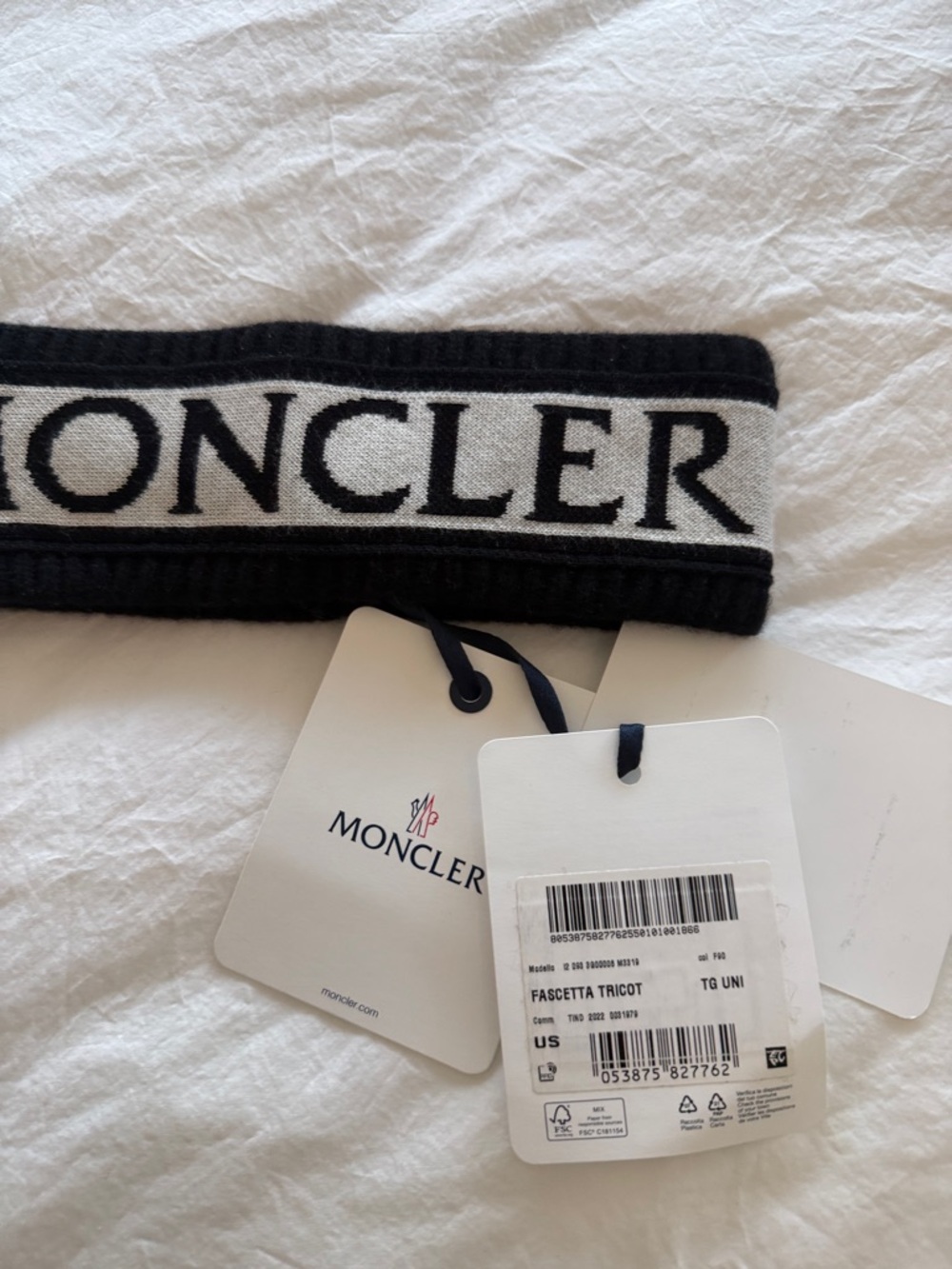 Moncler Black and White Logo Knit Headband - Picture 3 of 6